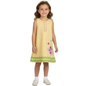 Hartstrings Kids Girls Yellow Embroidered Applique Sleeveless Dress Size 5